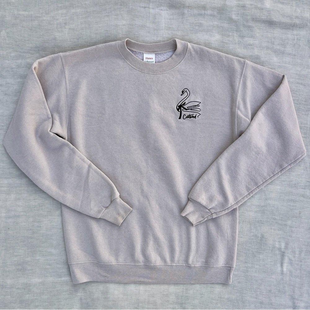 Catbird Branded Swan Crewneck Sweatshirt Beige Hanes eco smart unisex small